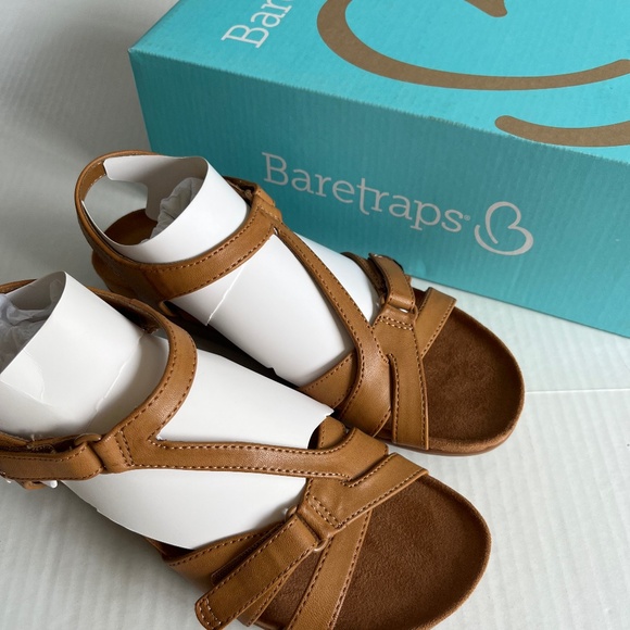 Baretraps Sz 6M Jaxen Flats Comfort Sandals Brown Ankle Strap Casual - Picture 1 of 7